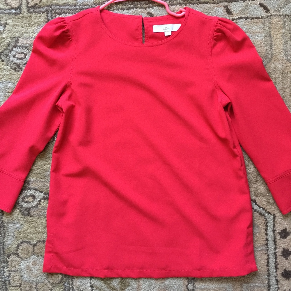 Ann Taylor LOFT 3/4 Sleeve Red Blouse Size XS